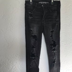 American Eagle Black Ripped Jeggings
